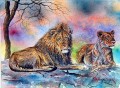 アフリカからの大きなライオンと雌ライオン